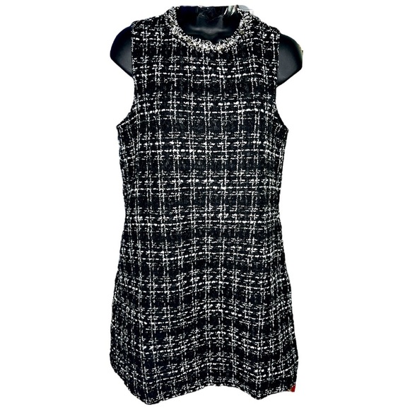 why dress Dresses & Skirts - NWT ✨ DESIGNER Black & white tweed cut-out sleeveless mini dress size S